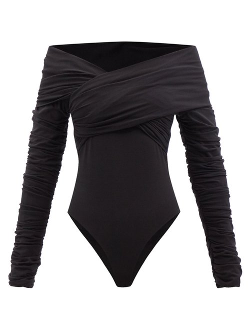 Khaite Lili Off-The-Shoulder Bodysuit in Black — UFO No More