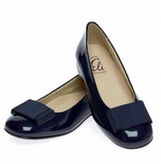 Eli Bow Ballet Flats in Navy Patent Leather.png