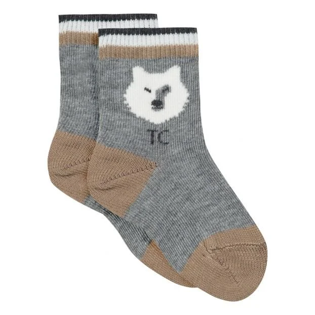 Tartine et Chocolat Decorative Jacquard Socks in Grey
