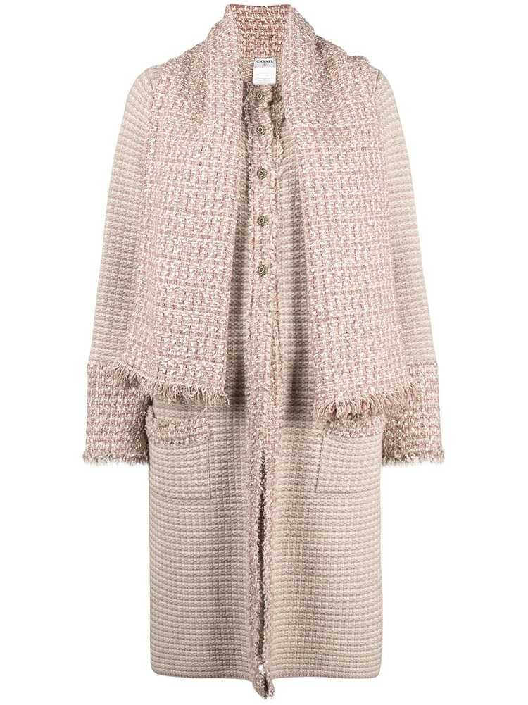 Chanel Vintage tweed coat ($3,215) ❤ liked on Polyvore featuring outerwear,  coats, tweed coat, chanel coat, tweed wool coat, pin…