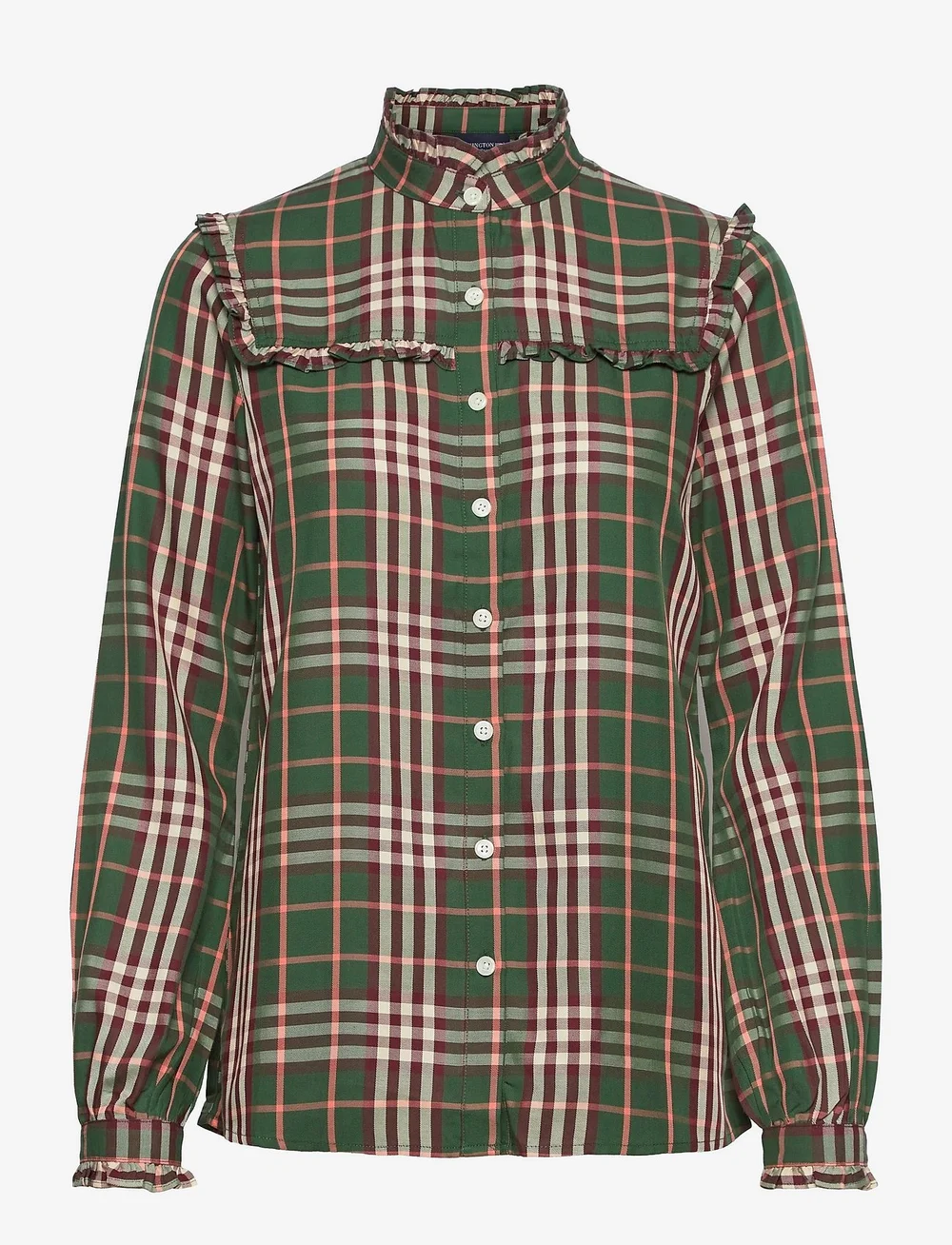 Lexington Company Jordan Ruffle Blouse in Green Multi Check — UFO No More