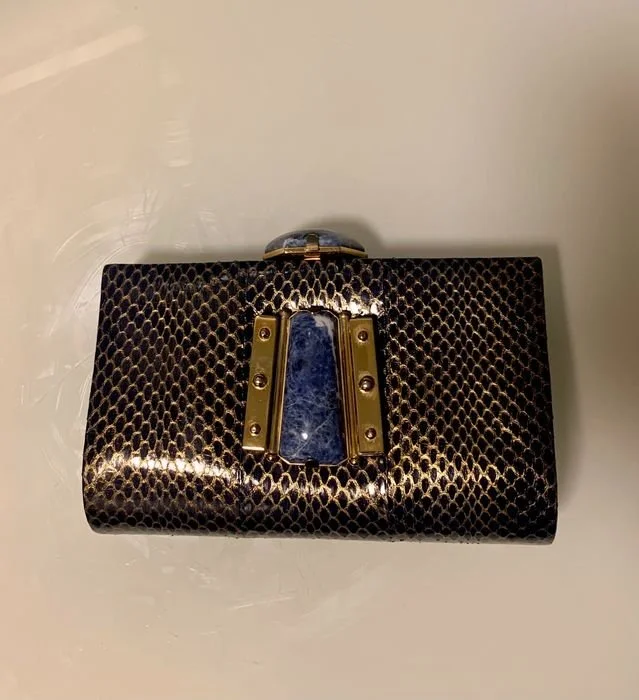 Giorgio Armani Snakeskin Clutch with Sodalite Stone