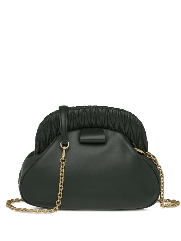 Miu Miu Quilted Chain Strap Bag in Green Leather