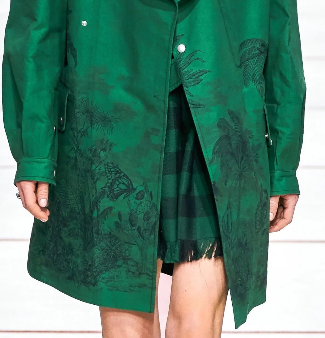 Christian Dior Fringe Hem Short Skirt in Green Check Motif