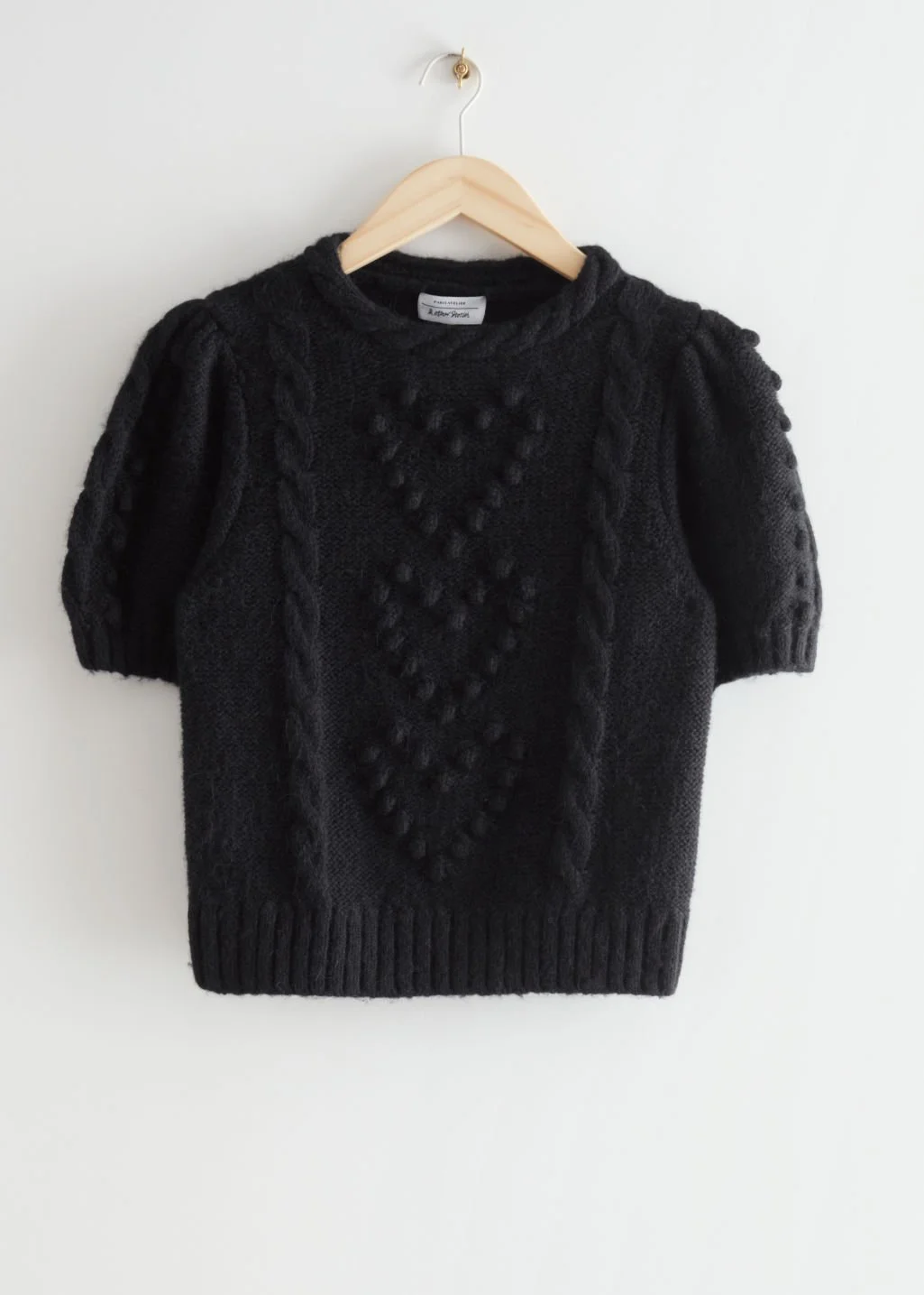 & Other Stories Merino Cable Knit Sweater in Black