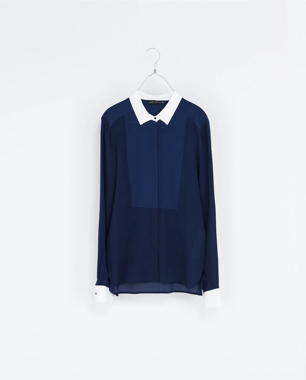Zara Silk Blouse with Contrast Collar