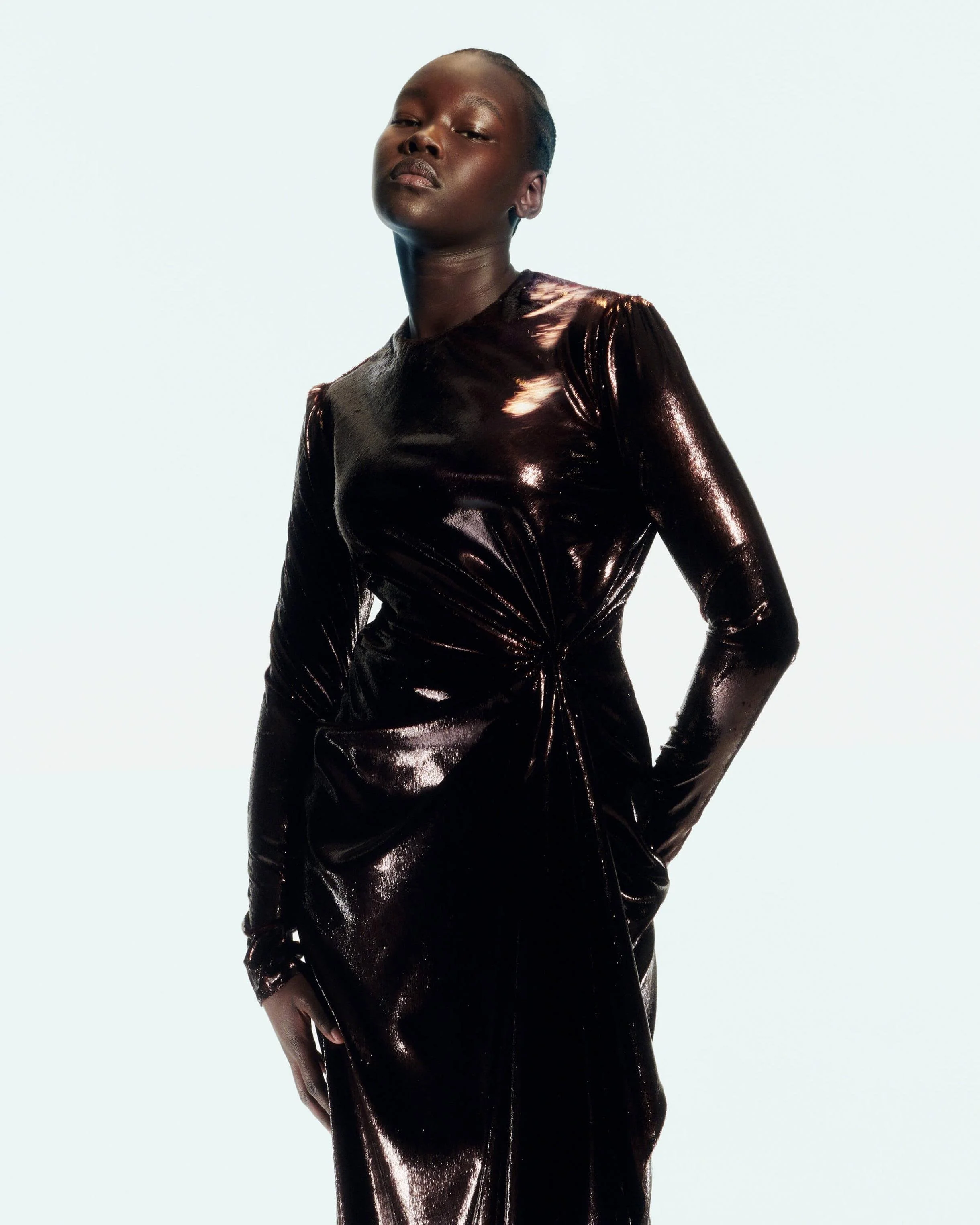 Del Core Sequin Ruched Gown