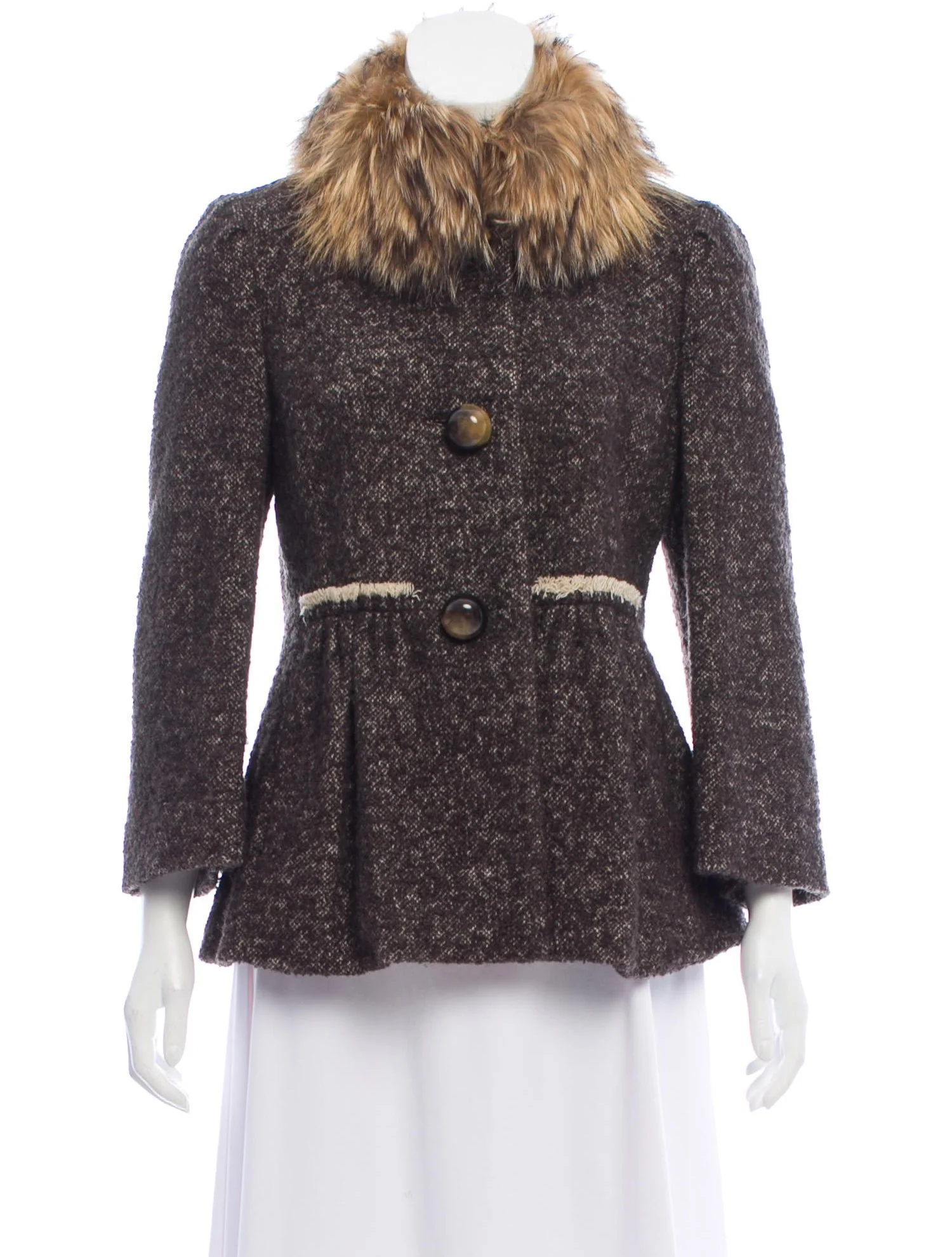 Carolina Herrera Fur-Trimmed Wool-Blend Jacket