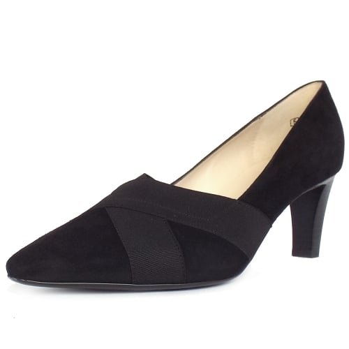 Peter Kaiser Malana Mid-Heel Pumps in Black Suede