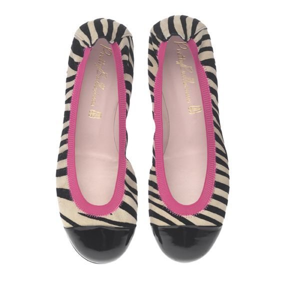 Pretty Ballerinas Shirley Ballet Flats in Zebra Print with Pink Trim.jpg