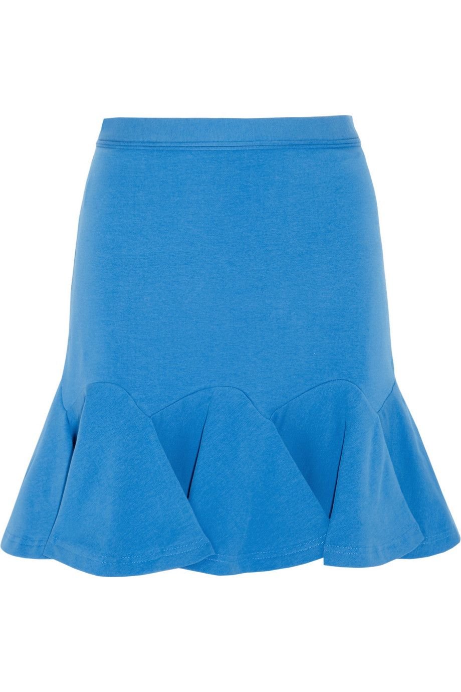 Carven Flared Stretch-Cotton Mini Skirt in Blue.jpg