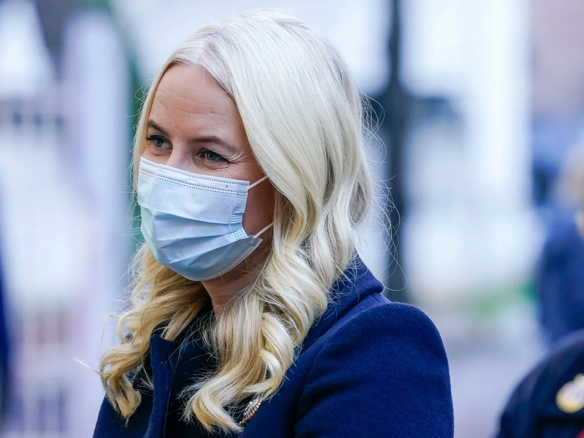 Crown Princess Mette-Marit visits vaccination center in Oslo