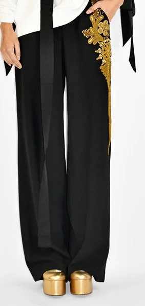 Dries Van Noten Embellished Trousers in Red