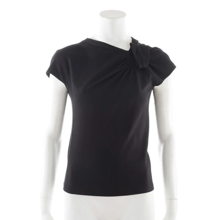 Armani Collezioni Draped Neckline Top in Beige