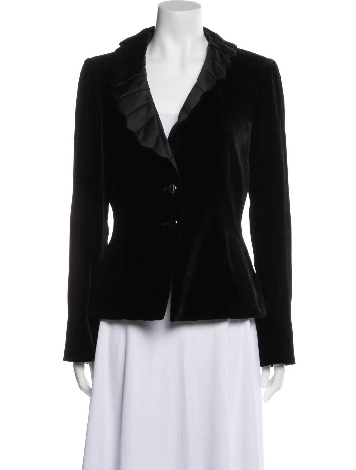 Armani Collezioni Scalloped Lapel Jacket in Black Velvet