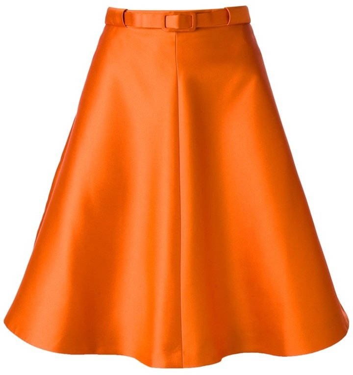 Carven Belted Silk Skirt in Orange — UFO No More
