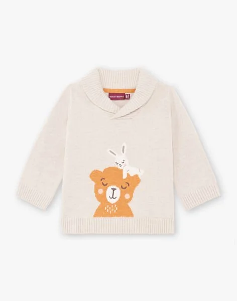 Sergent Major Teddy Bear and Rabbit Sweater in Beige