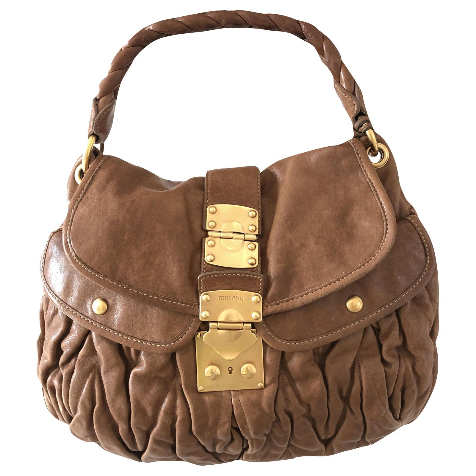 Miu Miu Coffer Matelassé Hobo Bag in Brown Leather — UFO No More