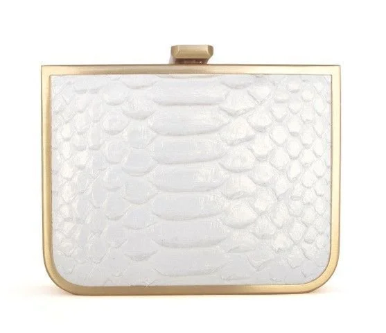 Jerome C. Rousseau Jem Clutch in White Python