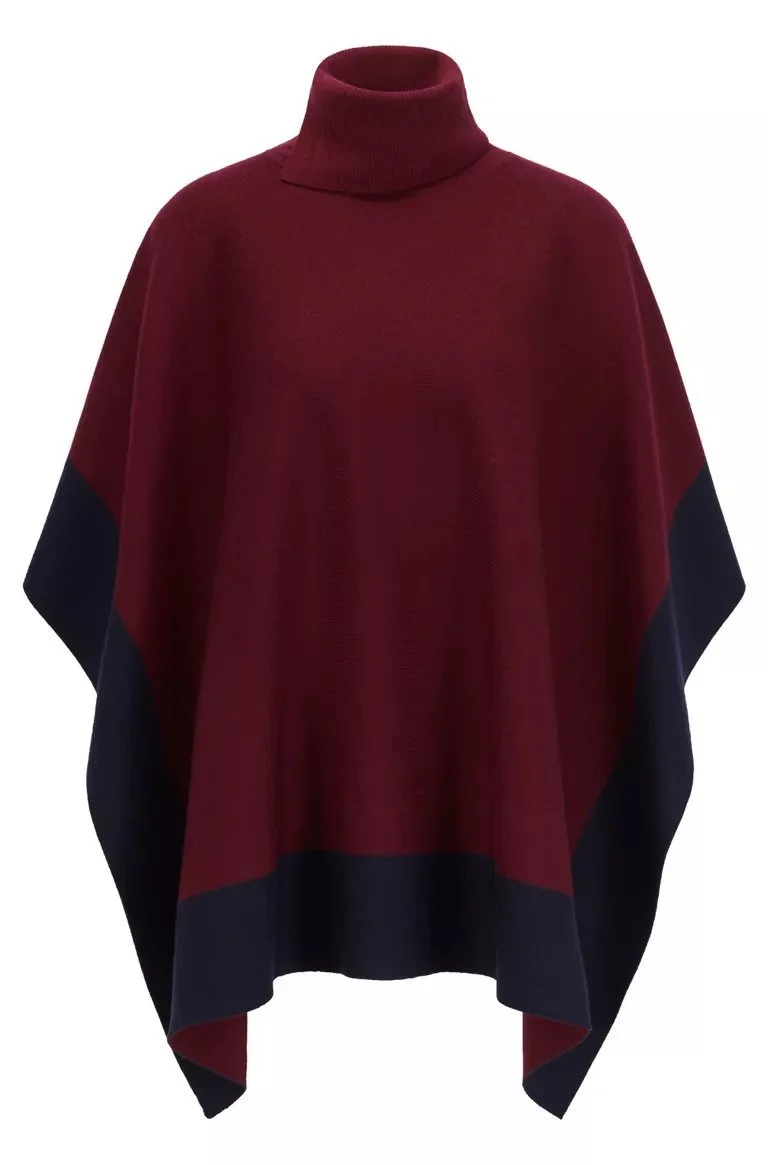 Hugo Boss Lisandra Reversible Poncho in Dark Red