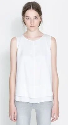 Zara Sleeveless Layered Top in White