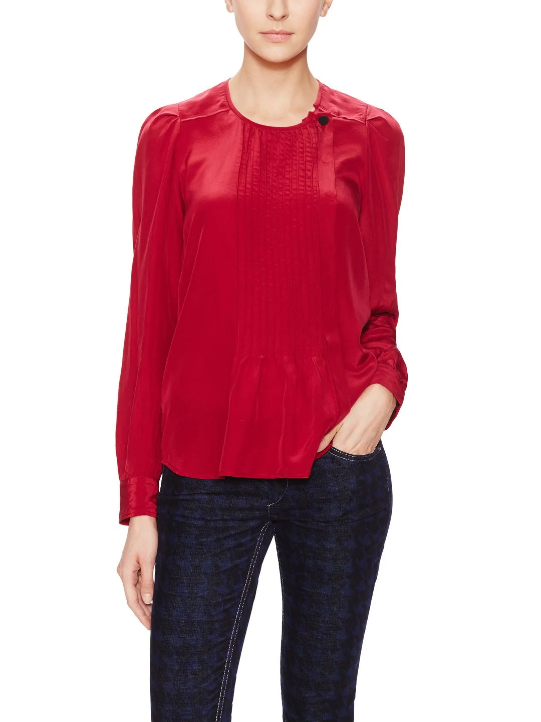 Isabel Marant Sanders Silk Pintucked Top in Red