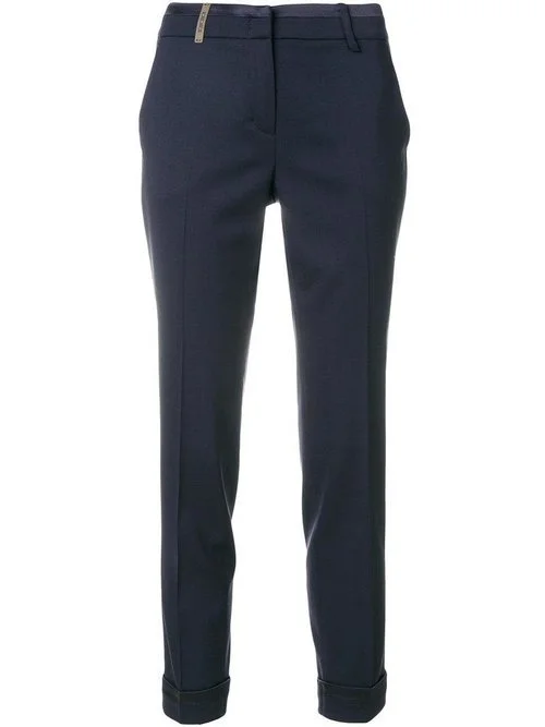 Peserico Straight Cropped Trousers in Navy