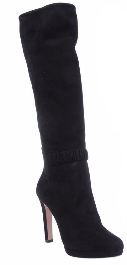 Prada Platform Suede Boots in Black