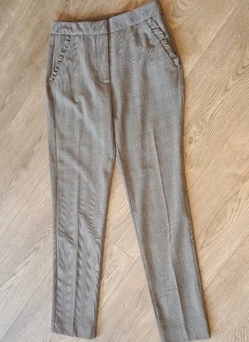 Zara Frill Pockets Checked Trousers