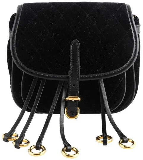 Prada Leather-Trimmed Quilted Velvet Belt Bag in Black