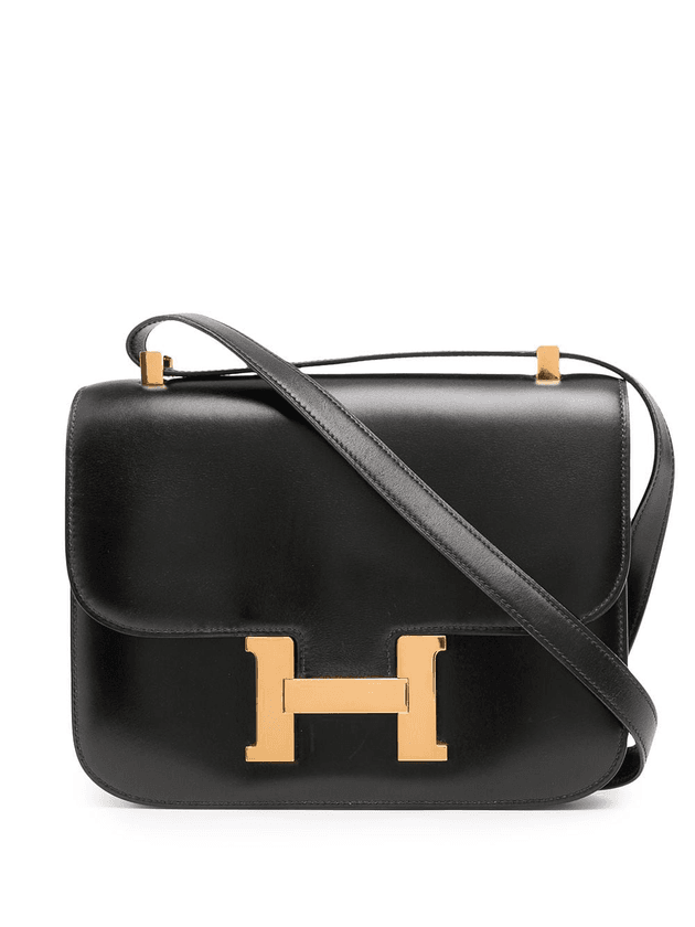 Hermes Constance Shoulder Bag in Black Leather