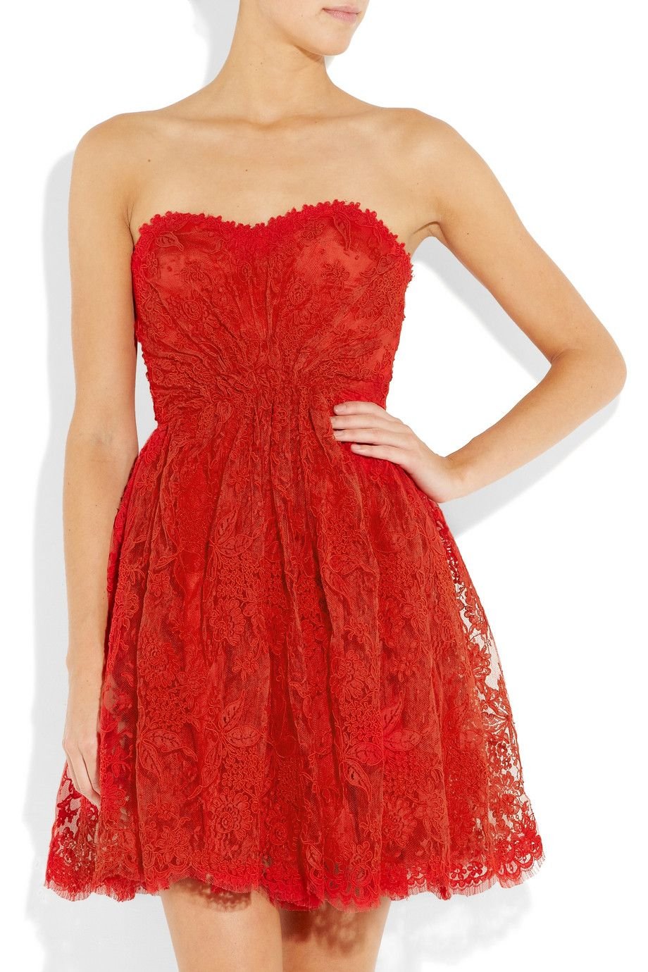 Issa Strapless Lace Dress in Red.jpg