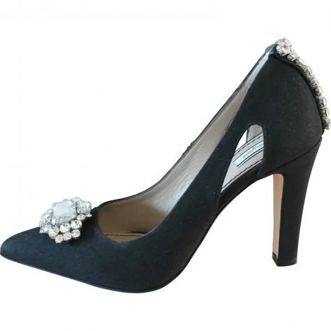 By Malene Birger Crystal Cut Out Pumps in Black Suede
