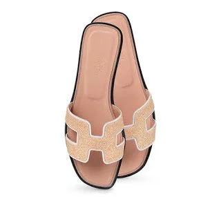 Hermes Oran Sandals in Glitter Leather