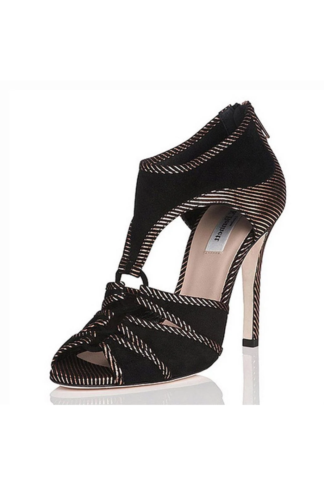 LK Bennett Mia Sandals in Black & Rose Gold