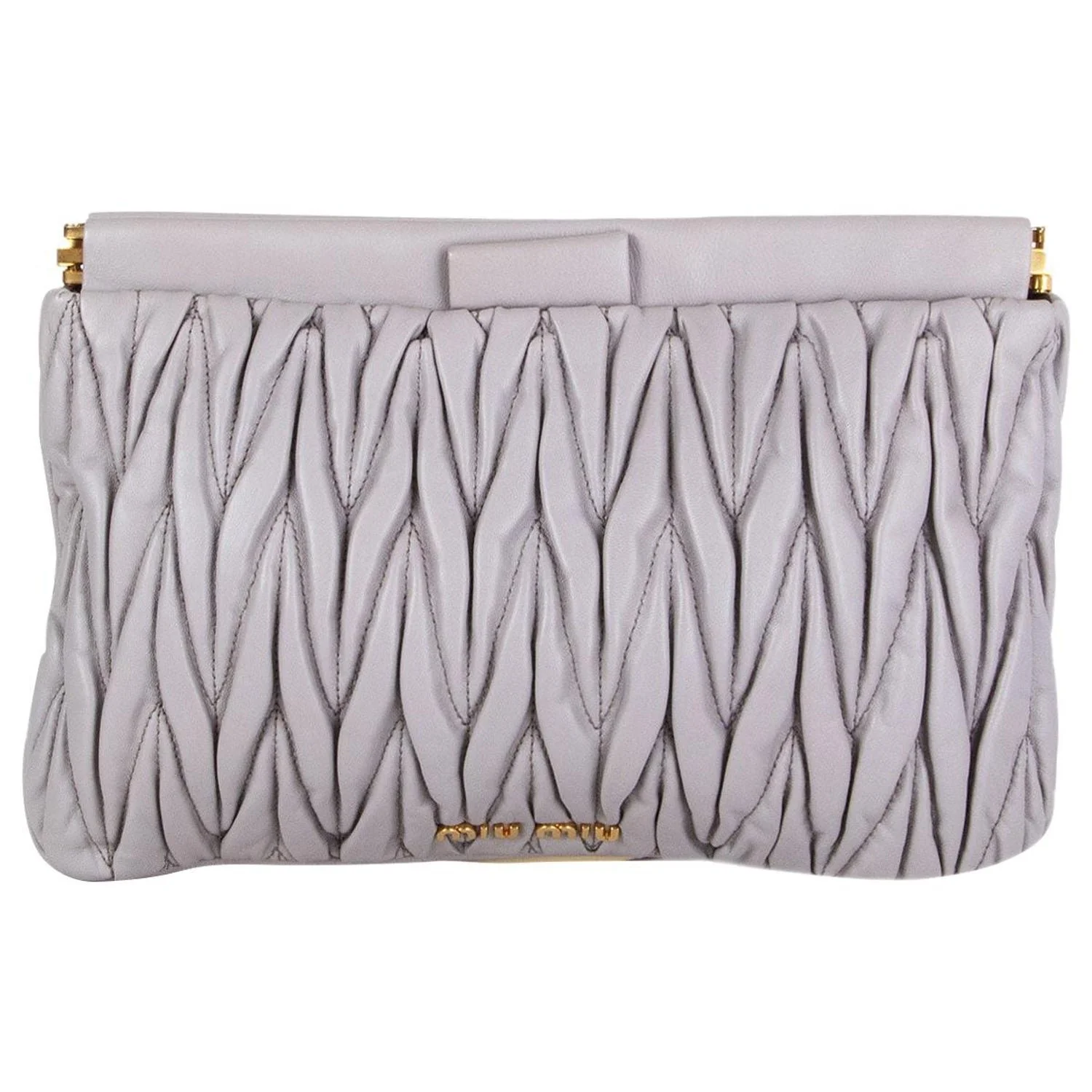 Miu Miu Matelassé Leather Clutch in Grey