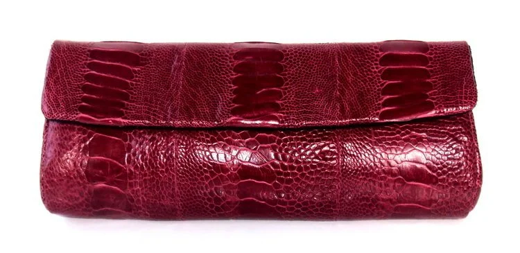 Naledi Copenhagen NB11 Ostrich Clutch in Red Lily