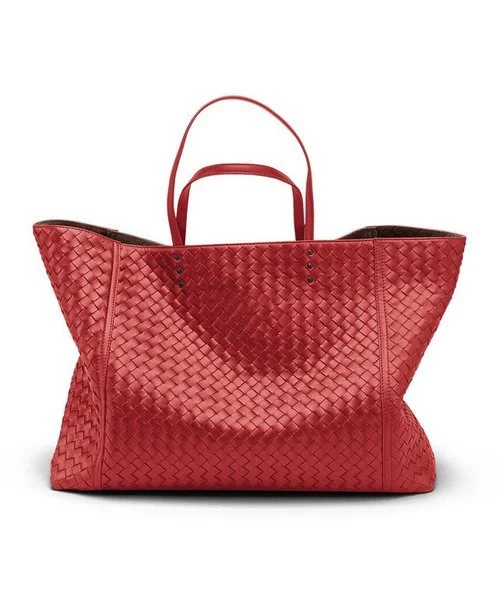 Bottega Veneta Intrecciato Nappa Tote Bag in Red