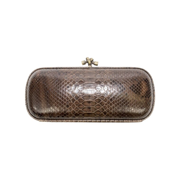 Bottega Veneta Knot Long Clutch in Brown Python Leather — UFO No More