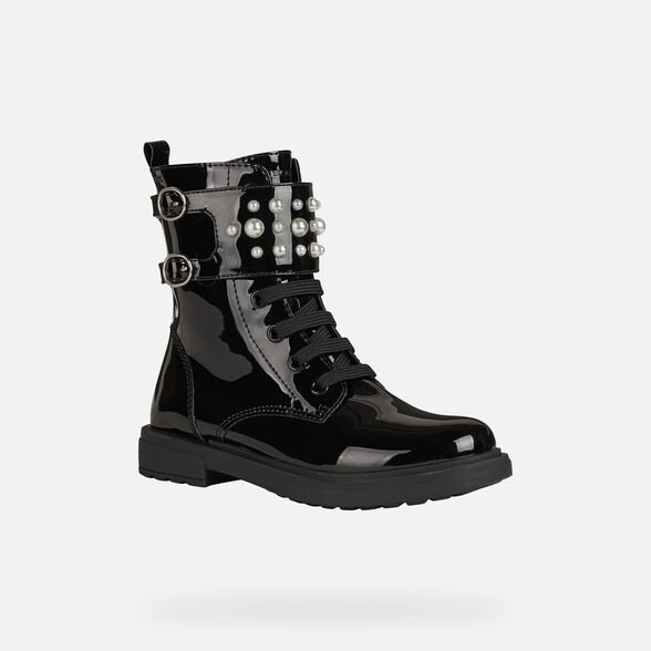 Kids Eclair Mid-Calf Boots in Black Patent Leather — UFO No