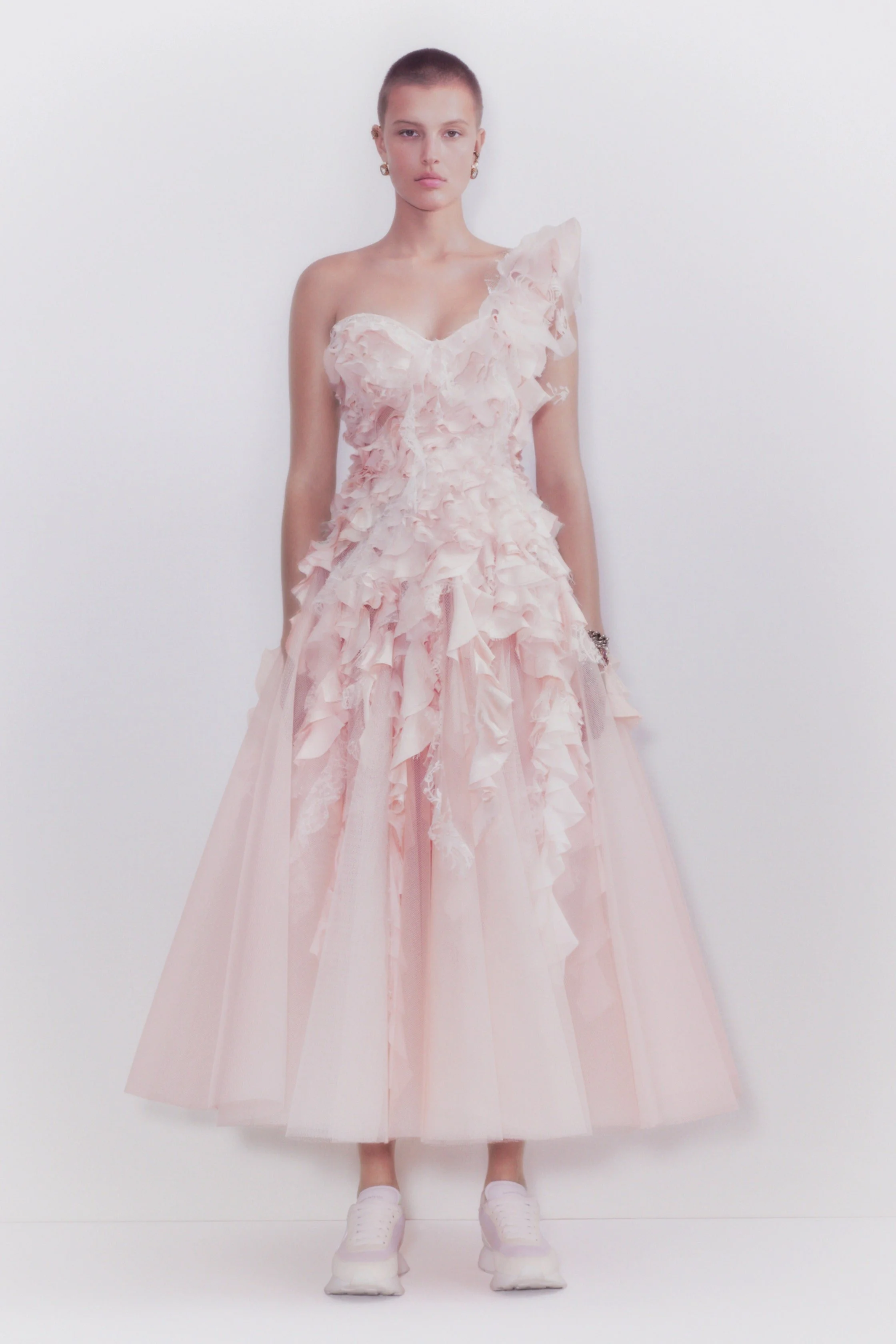 Alexander McQueen One Shoulder Ruffle Dress
