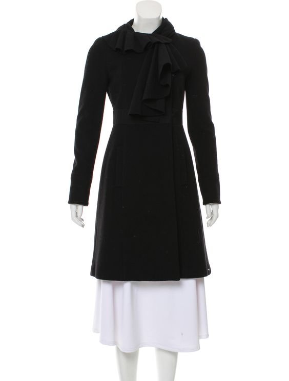 Diane von Furstenberg Ruffle-Front Coat in Black.jpg