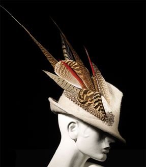 Philip Treacy Feather Embellished Trilby Hat in Black.jpg