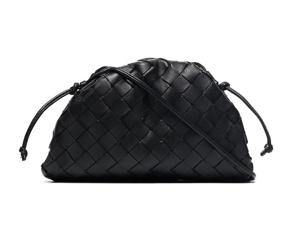 Bottega Veneta The Mini Pouch Bag in Black Leather Intrecciato — UFO No More