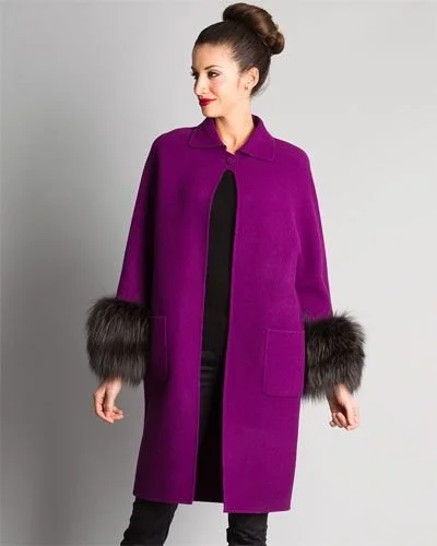 Carolina Herrera Fox Fur Cuff Coat