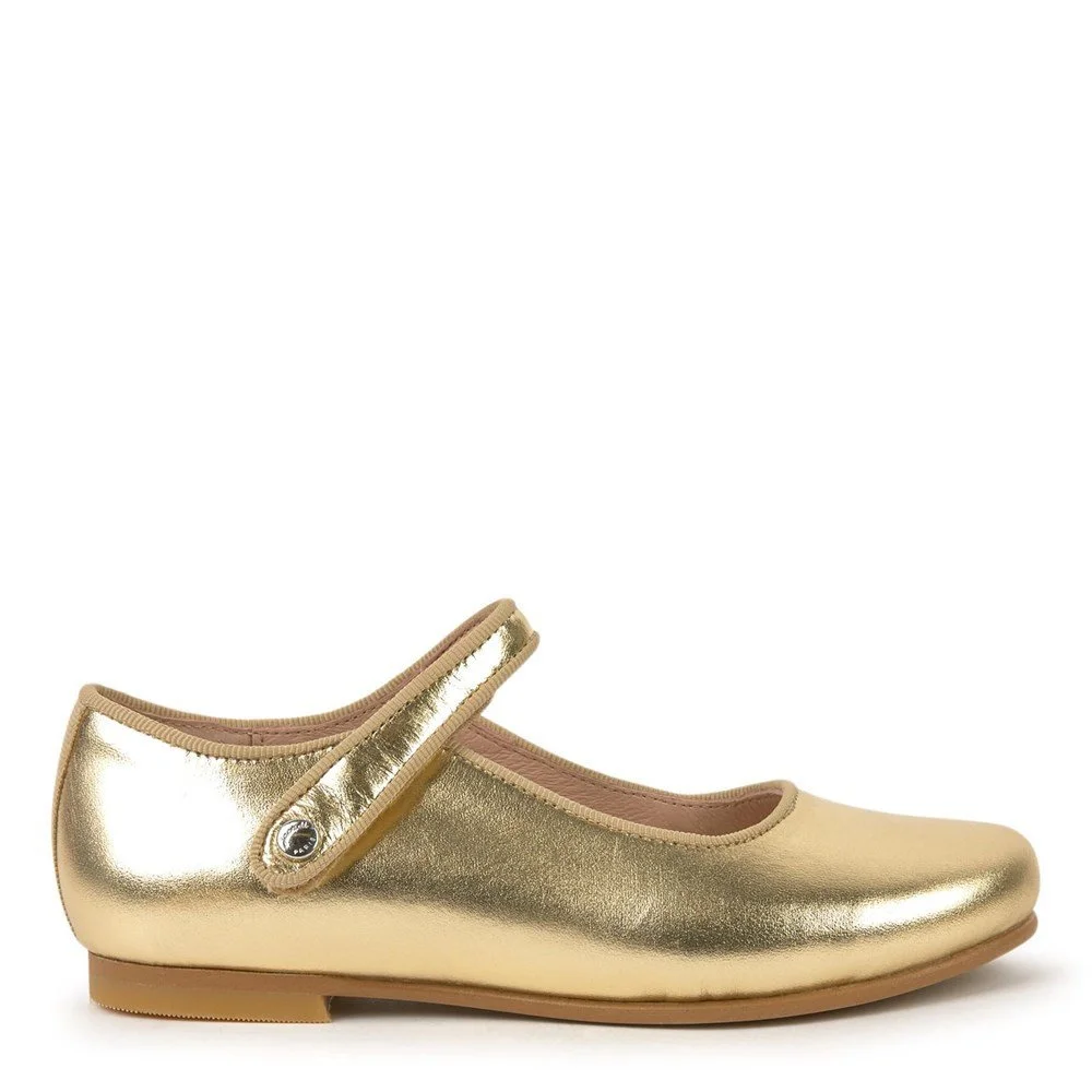 Jacadi Mary Jane Ballet Flats in Gold Glazed Leather