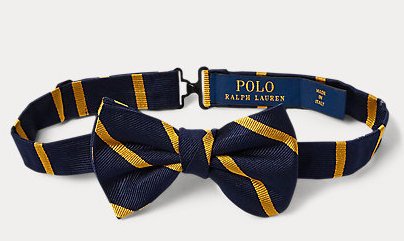 Ralph Lauren Striped Silk Repp Bow Tie in Navy/Gold — UFO No More