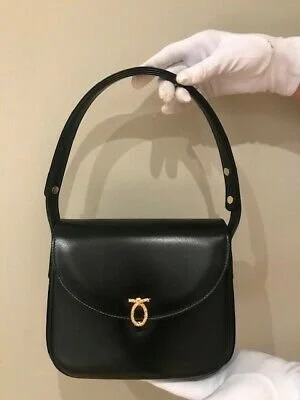 Launer Black Leather Shoulder Bag
