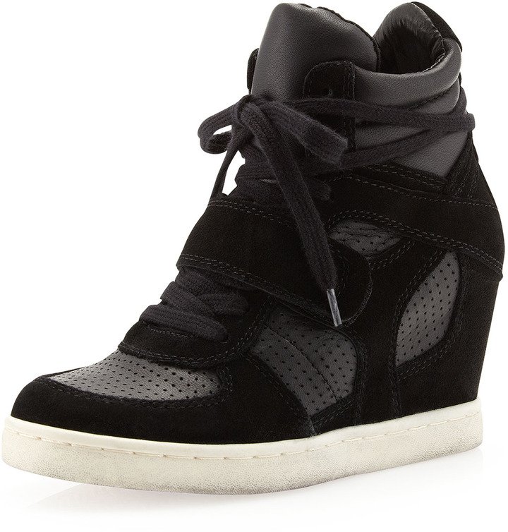 Ash Suede Wedge Sneakers - Black Sneakers, Shoes - WAB23838