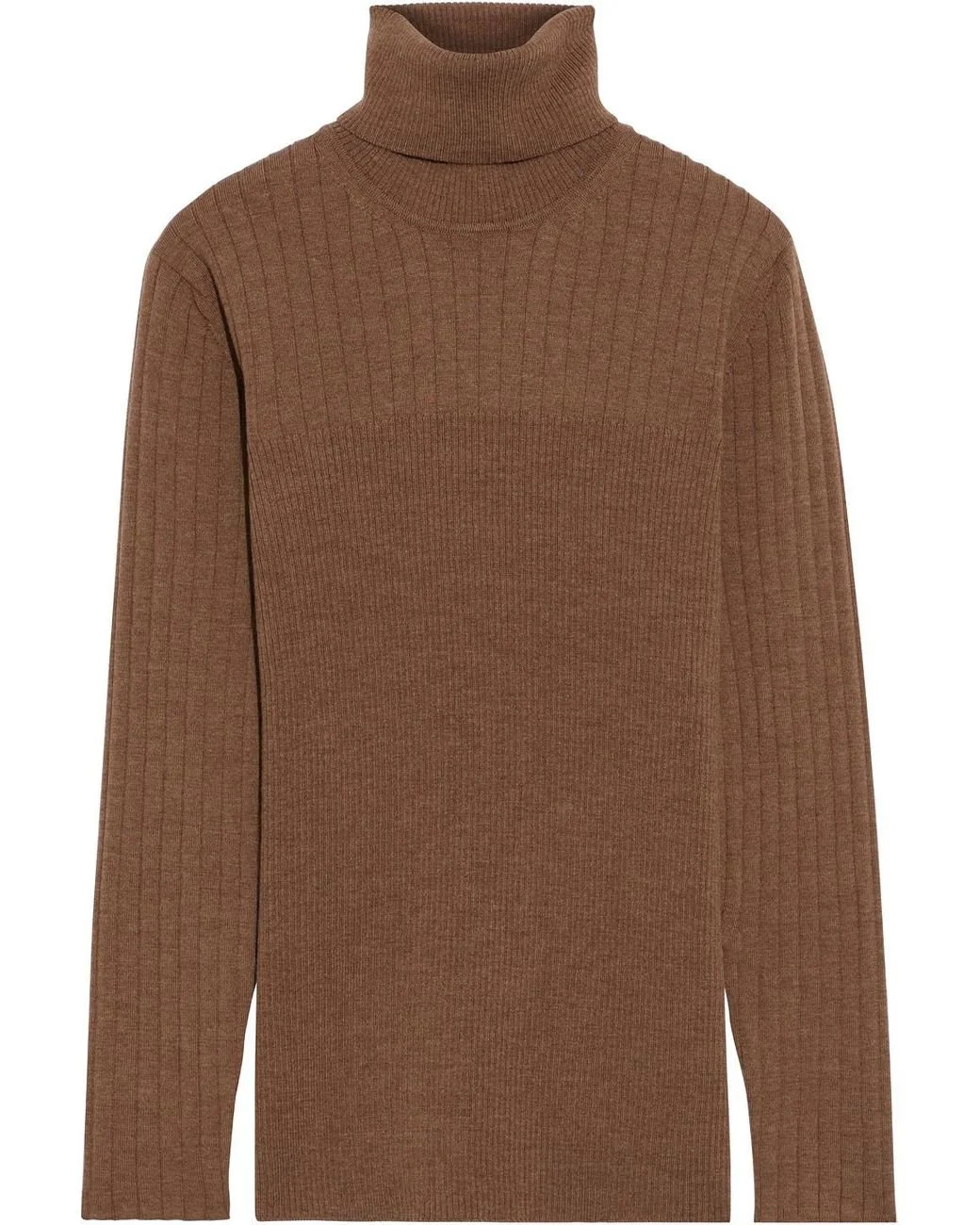 Iris &amp; Ink Éloise Ribbed Merino Turtleneck Sweater in Light Brown
